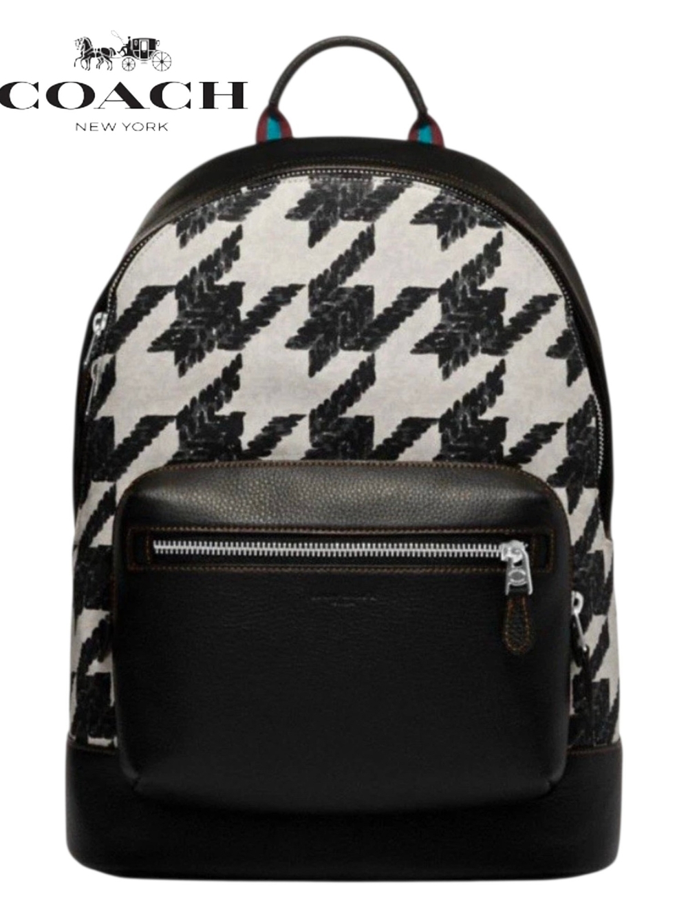 Coach West Houndstooth Print Backpack w/ Leather Trim CJ514 (Retail $550)